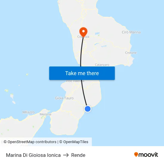 Marina Di Gioiosa Ionica to Rende map