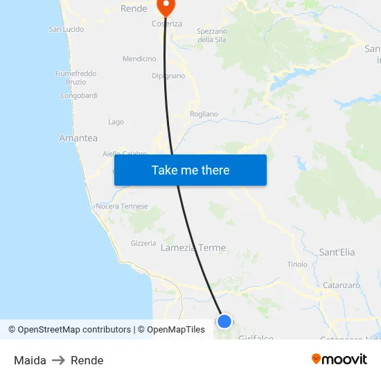 Maida to Rende map