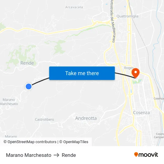 Marano Marchesato to Rende map