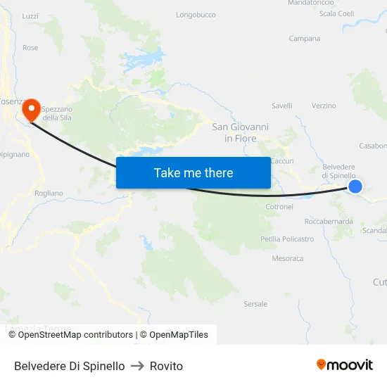 Belvedere Di Spinello to Rovito map