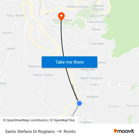 Santo Stefano Di Rogliano to Rovito map