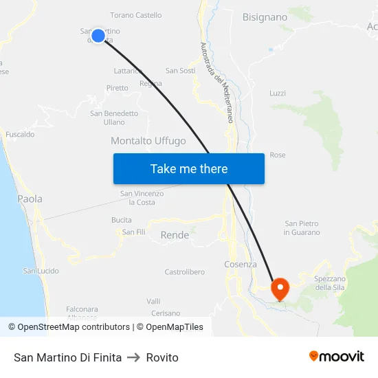 San Martino Di Finita to Rovito map