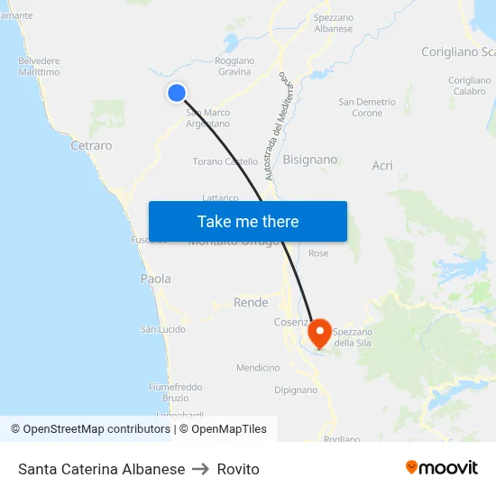 Santa Caterina Albanese to Rovito map