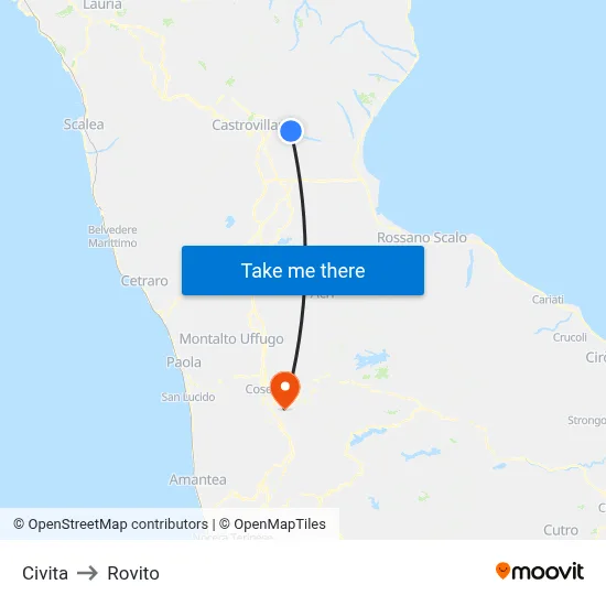 Civita to Rovito map