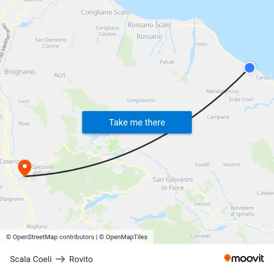 Scala Coeli to Rovito map