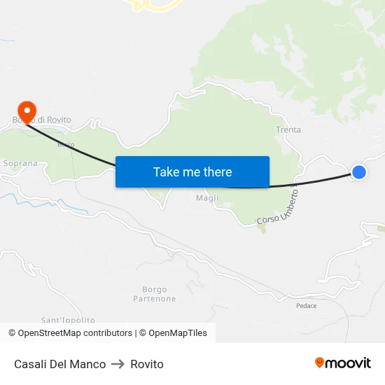 Casali Del Manco to Rovito map
