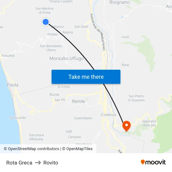 Rota Greca to Rovito map