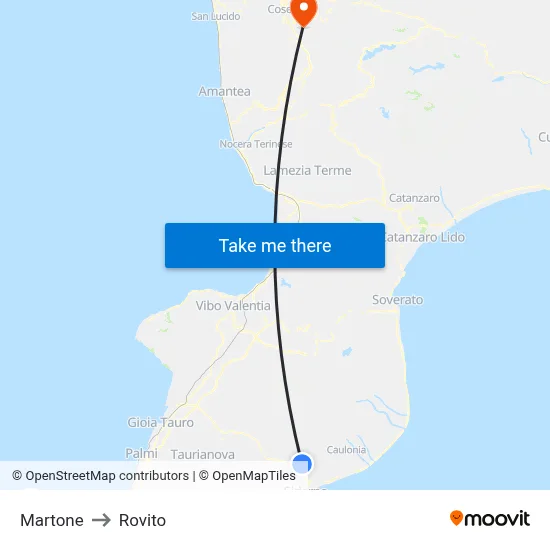 Martone to Rovito map