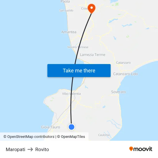 Maropati to Rovito map