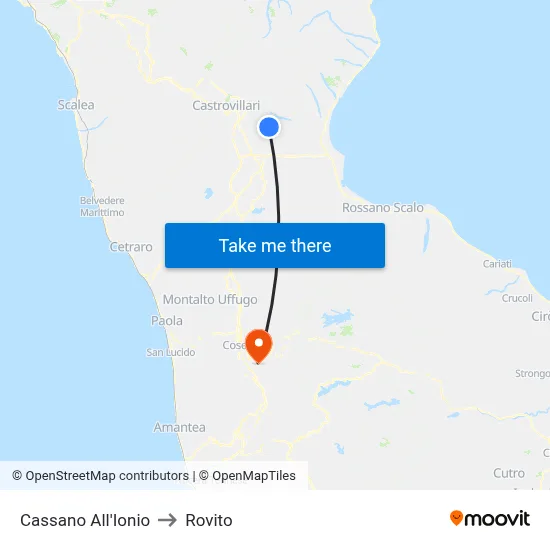 Cassano All'Ionio to Rovito map