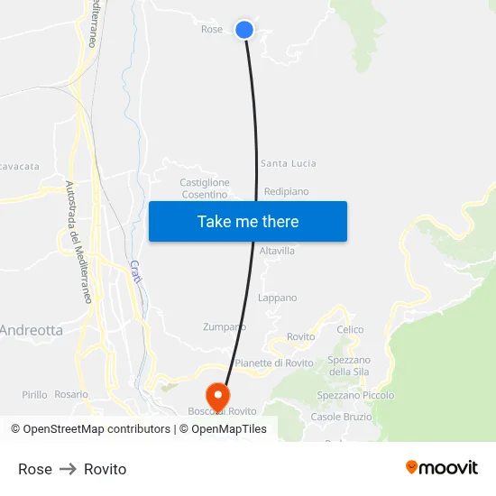 Rose to Rovito map