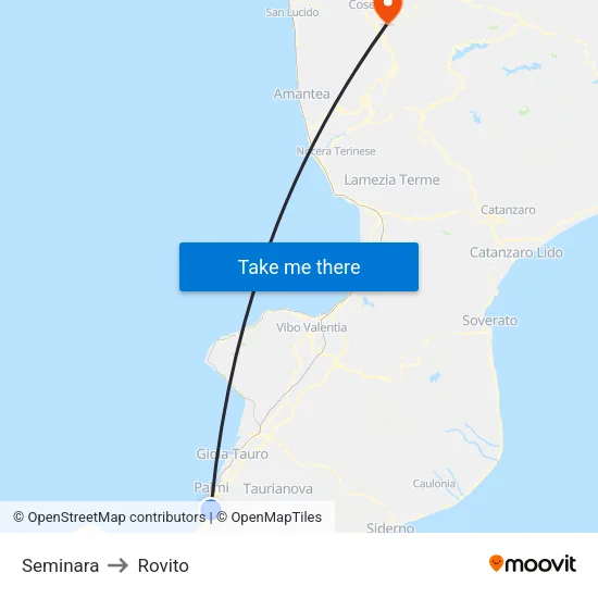 Seminara to Rovito map