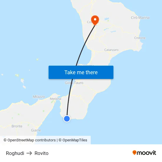 Roghudi to Rovito map