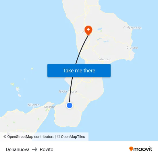 Delianuova to Rovito map