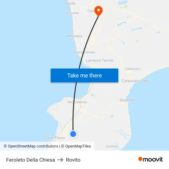 Feroleto Della Chiesa to Rovito map