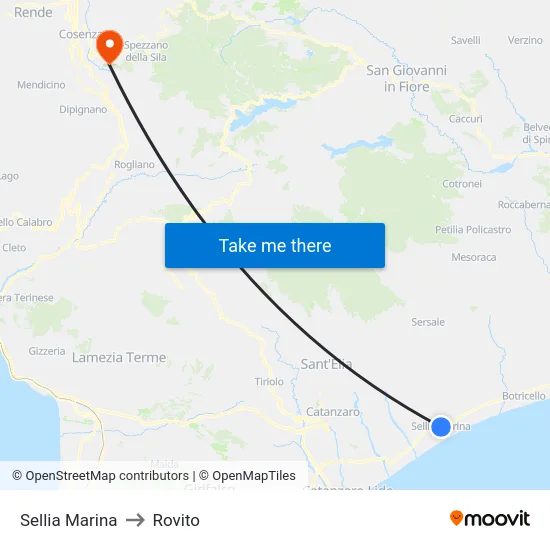 Sellia Marina to Rovito map