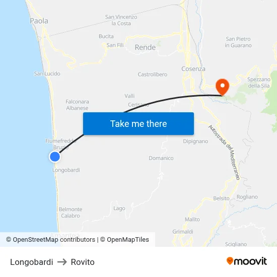 Longobardi to Rovito map