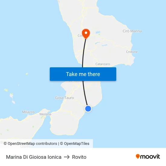 Marina Di Gioiosa Ionica to Rovito map