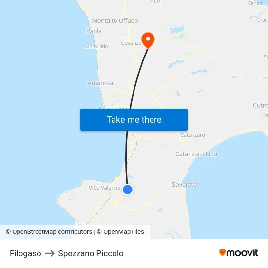 Filogaso to Spezzano Piccolo map