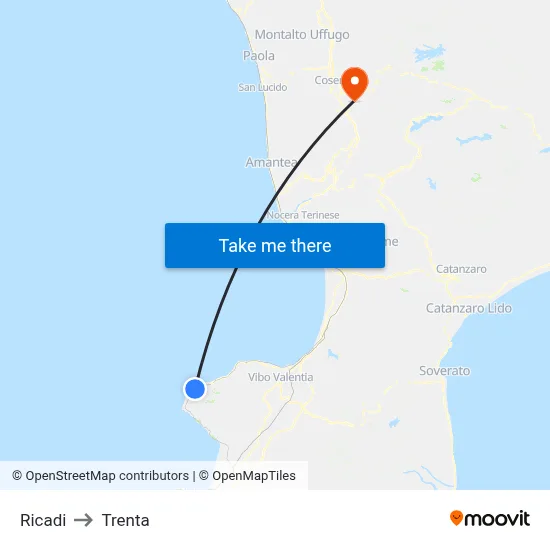 Ricadi to Trenta map