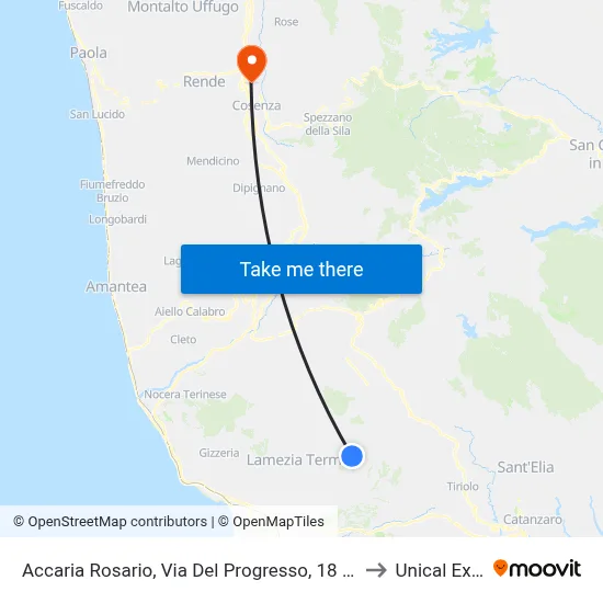 Via Del Progresso 18 - Accaria Rosario, Serrastretta to Unical Ex-Cud map