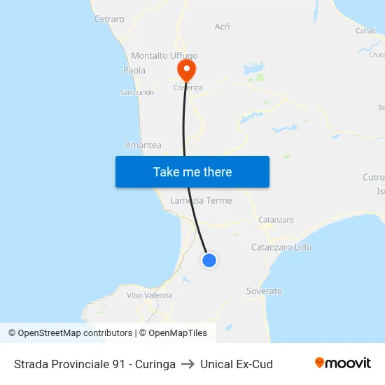 Provincial Road 91 - Curinga to Unical Ex-Cud map