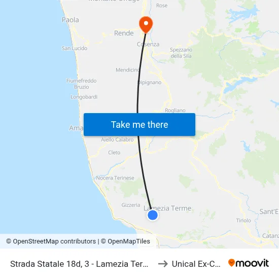 State Road 18d, 3 - Lamezia Terme to Unical Ex-Cud map