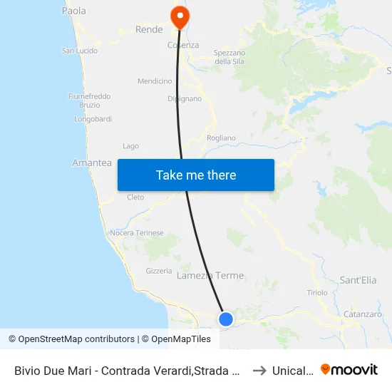 Due Mari Junction - Verardi District, Provincial Road 170/1 - Lamezia Terme to Unical Ex-Cud map