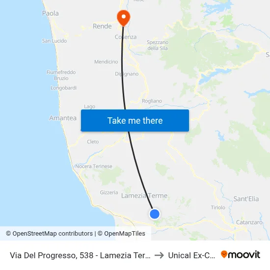 Progress Street, 538 - Lamezia Terme to Unical Ex-Cud map