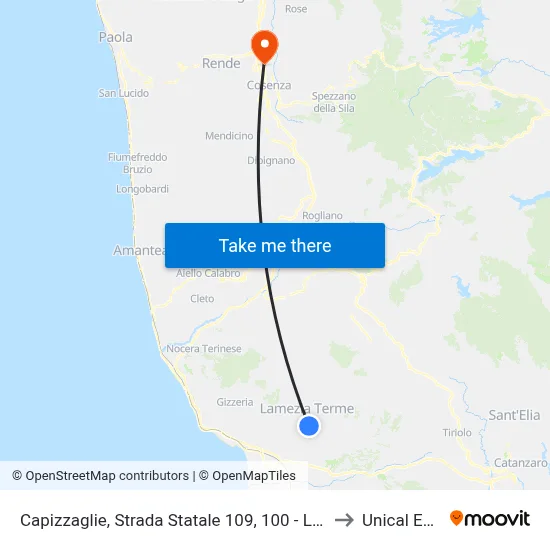 Capizzaglie, State Road 109, 100 - Lamezia Terme to Unical Ex-Cud map