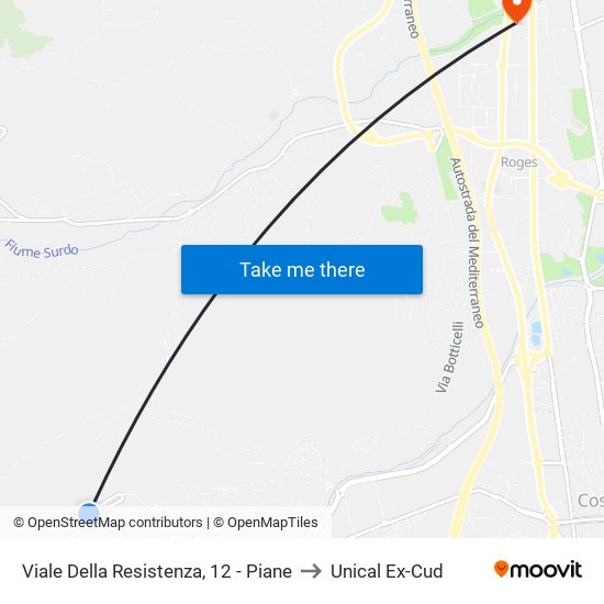 Viale Della Resistenza, 12 - Piane to Unical Ex-Cud map