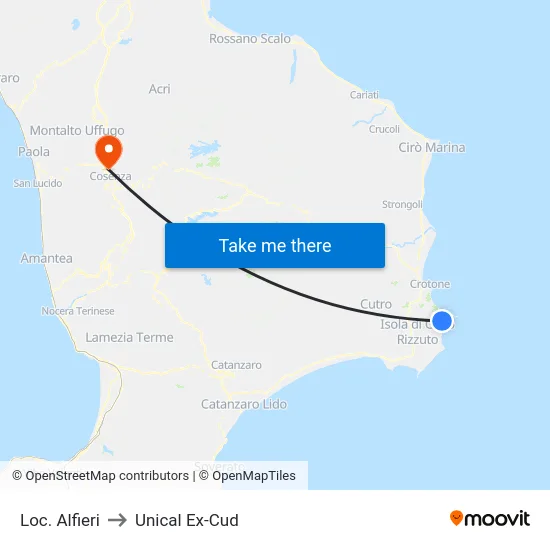 Loc. Alfieri to Unical Ex-Cud map