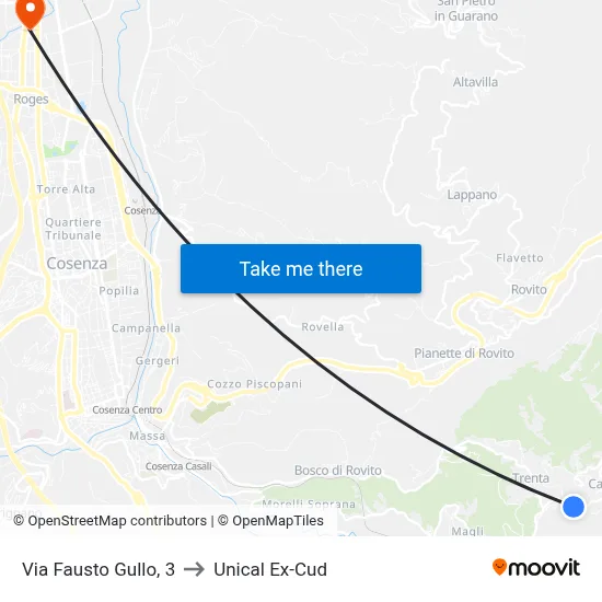 Via Fausto Gullo, 3 to Unical Ex-Cud map