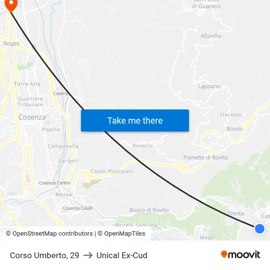 Umberto Course, 29 to Unical Ex-Cud map