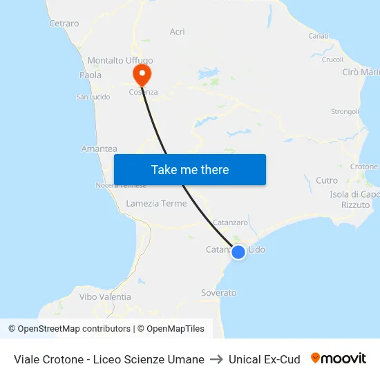 Crotone Avenue - Human Sciences High School to Unical Ex-Cud map