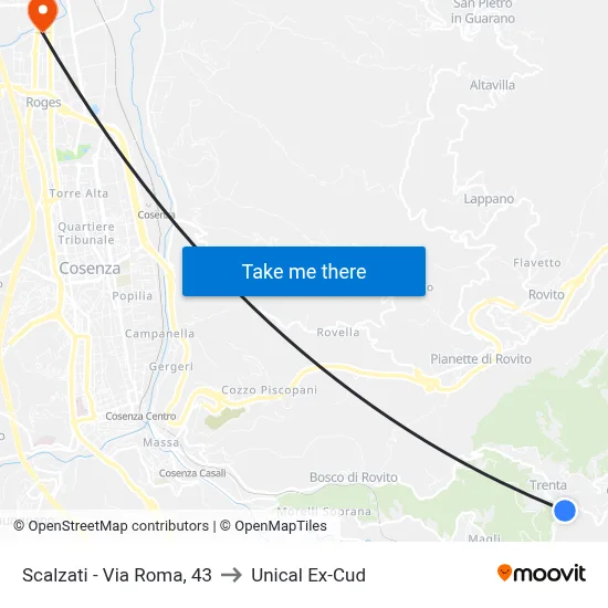 Scalzati - Roma Street, 43 to Unical Ex-Cud map