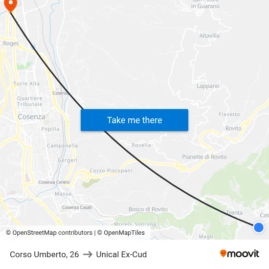 Umberto Course, 26 to Unical Ex-Cud map