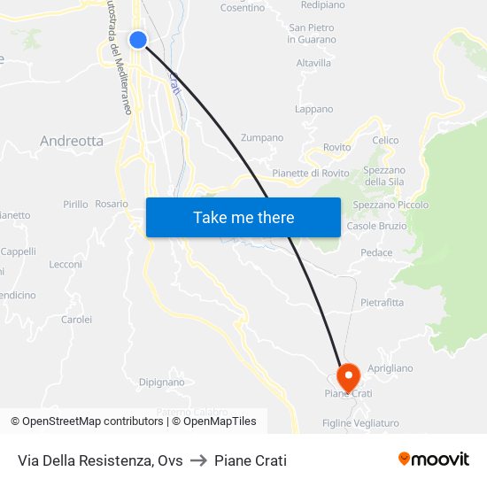 Via Della Resistenza, Ovs to Piane Crati map
