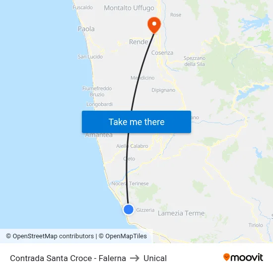 Santa Croce District - Falerna to Unical map