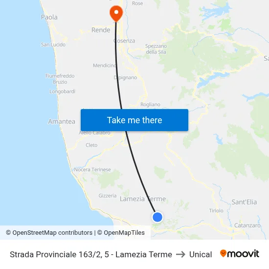 Provincial Road 163/2, 5 - Lamezia Terme to Unical map