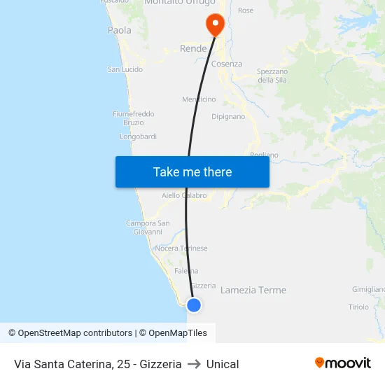 Santa Caterina Street, 25 - Gizzeria to Unical map