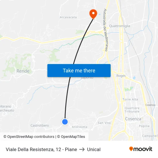 Resistance Avenue, 12 - Piane to Unical map
