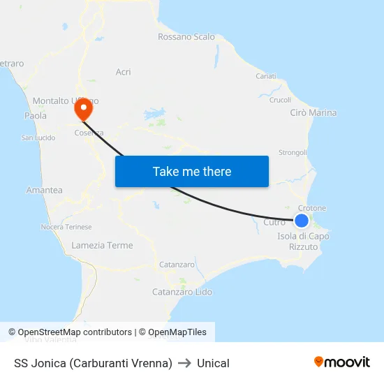 SS Jonica (Vrenna Fuel Station) to Unical map