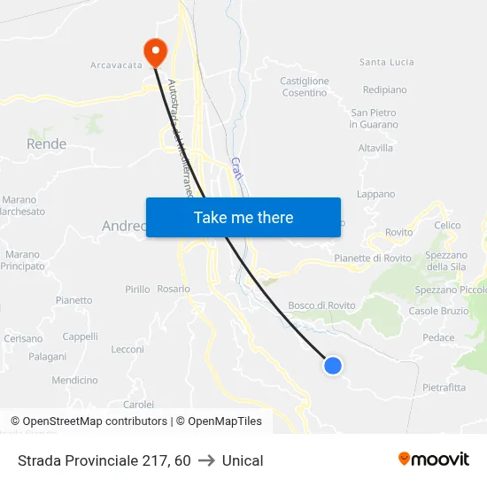 Provincial Road 217, 60 to Unical map
