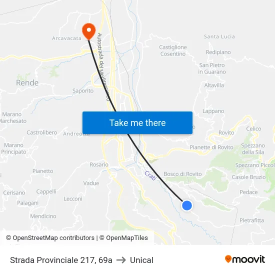 Provincial Road 217, 69a to Unical map