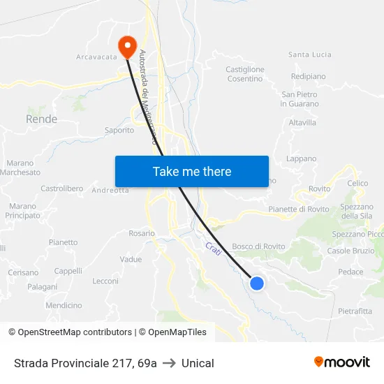 Provincial Road 217, 69a to Unical map