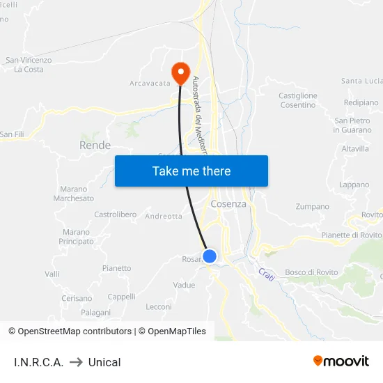I.N.R.C.A. to Unical map