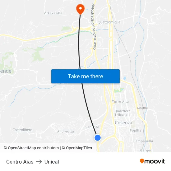 AIAS Center to Unical map
