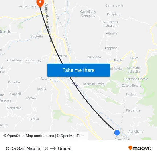 San Nicola District, 18 to Unical map