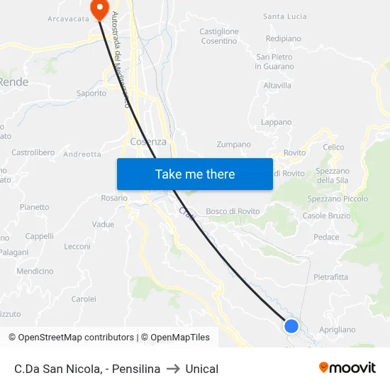 San Nicola District - Bus Shelter to Unical map